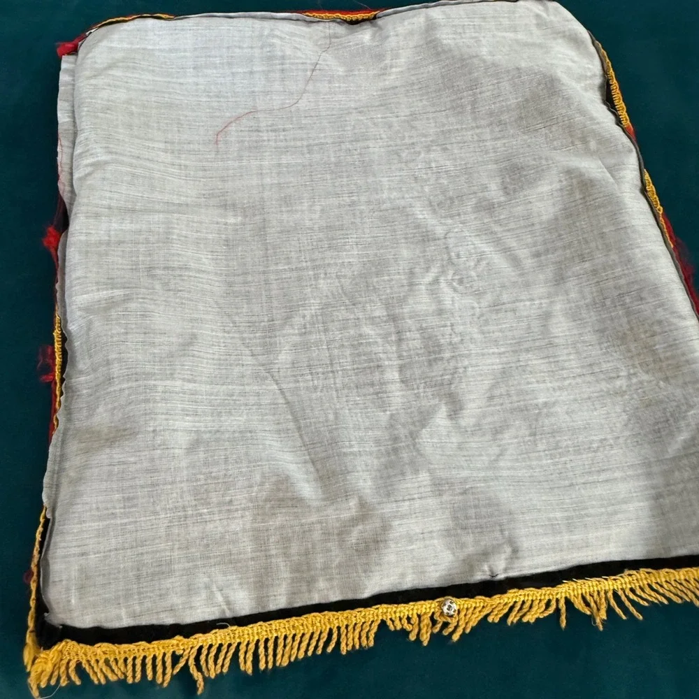 Vintage Luxembourg Souvenir‎ Pillow Cover Black Gold Fringe